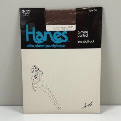 Hanes Ultra Sheer Pantyhose Tummy Ctrl Sandalfoot 710 Size A South Pacific 1985